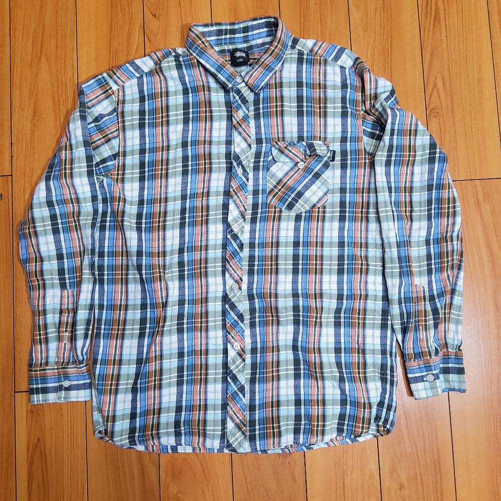 Vintage Stussy Shirt Tartan Check Flannel Size XL